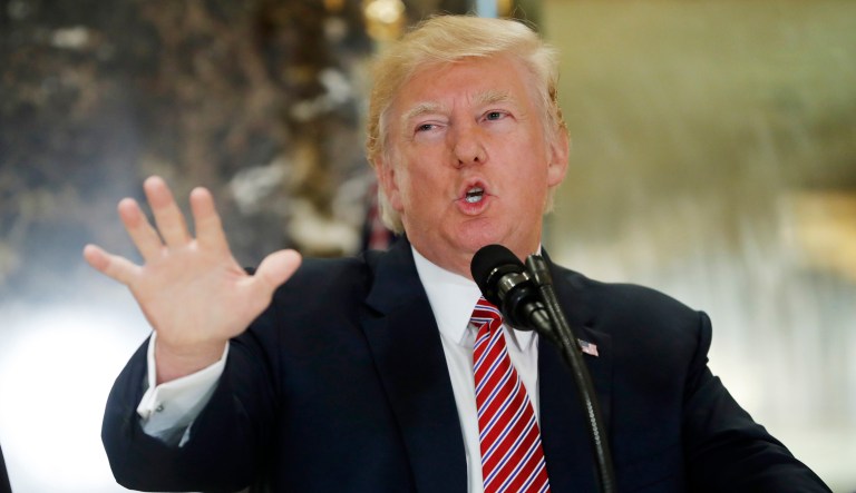 Trump asked reporters during a press conference at Trump Tower in New York City. (AP Photo/Pablo Martinez Monsivais)