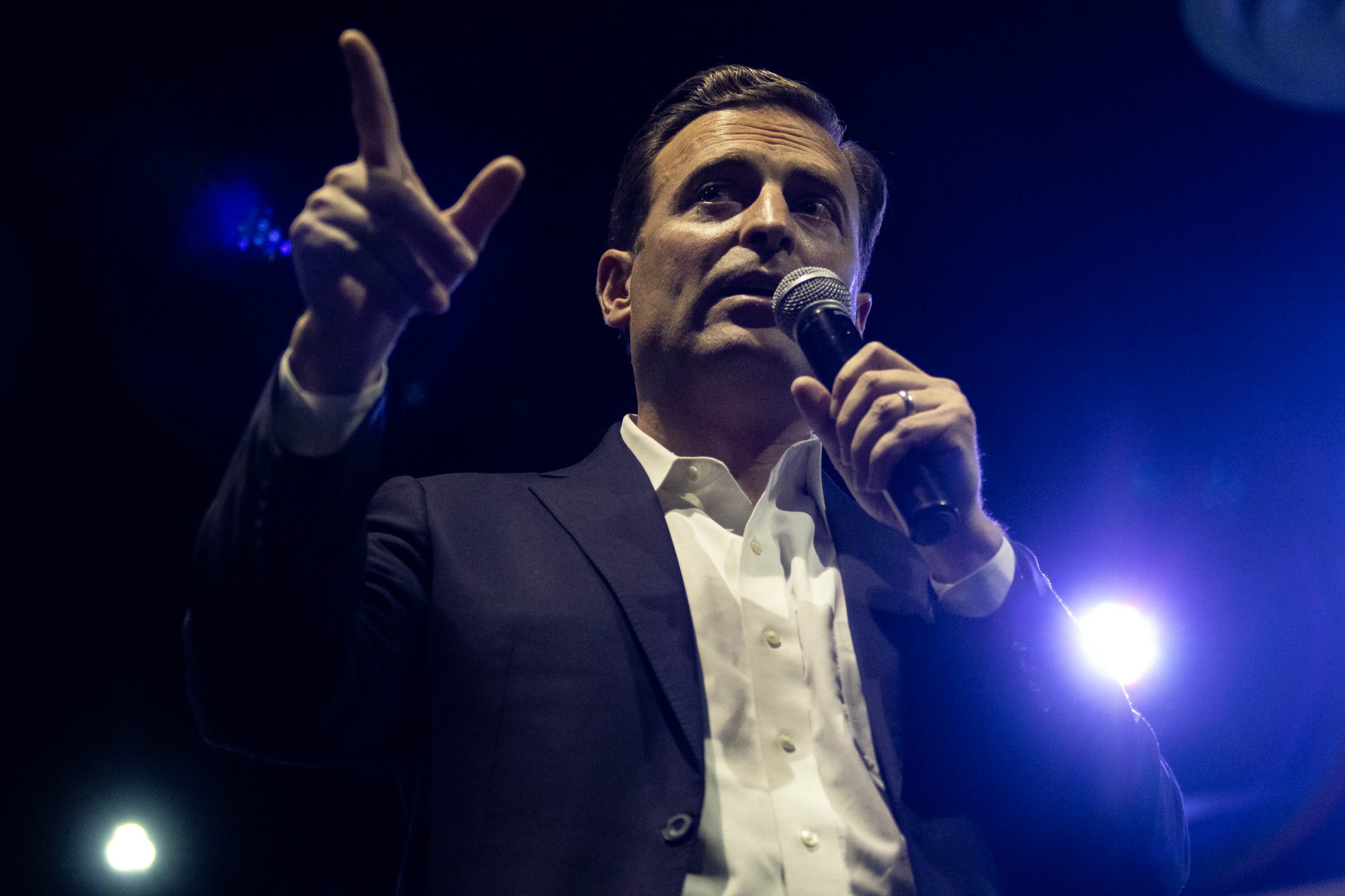 Nevada's Republican senatorial nominee, Adam Laxalt, speaks at a Latino outreach event in Las Vegas, Nevada, Thursday, October 20, 2022