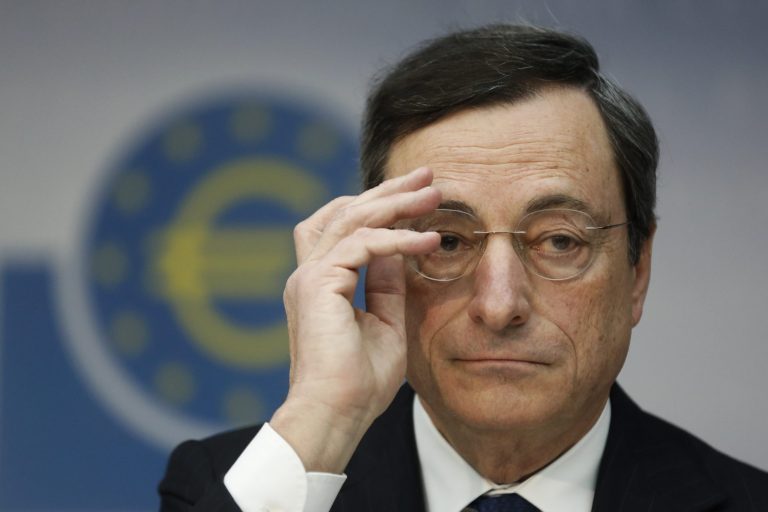   The President of the European Central Bank, ECB, Mario Draghi, speaks during a press conference in Frankfurt, central Germany, Thursday Dec. 6, 2012. The European Central Bank left rates unchanged at its meeting Thursday, and Mario Draghi gave little sign the bank was willing to add more stimulus. He said the bank had already done much to lower borrowing costs in heavily indebted countries that are struggling to grow. (AP Photo/dapd/ Alex Domanski)  