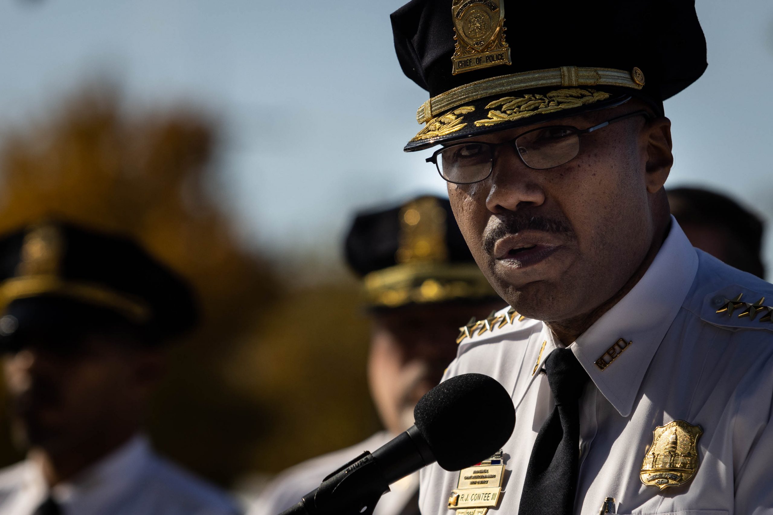 Washington D.C., Metropolitan Police Chief Robert J. Contee III, speaks at a press conference about mail and package theft. The D.C. Council in the process of voting on a bill to overhaul and rewrite its criminal code. If passed, the bill would eliminate most mandatory minimum sentences, and reduce the maximum penalties for offenses such as burglaries, carjackings and robberies. 