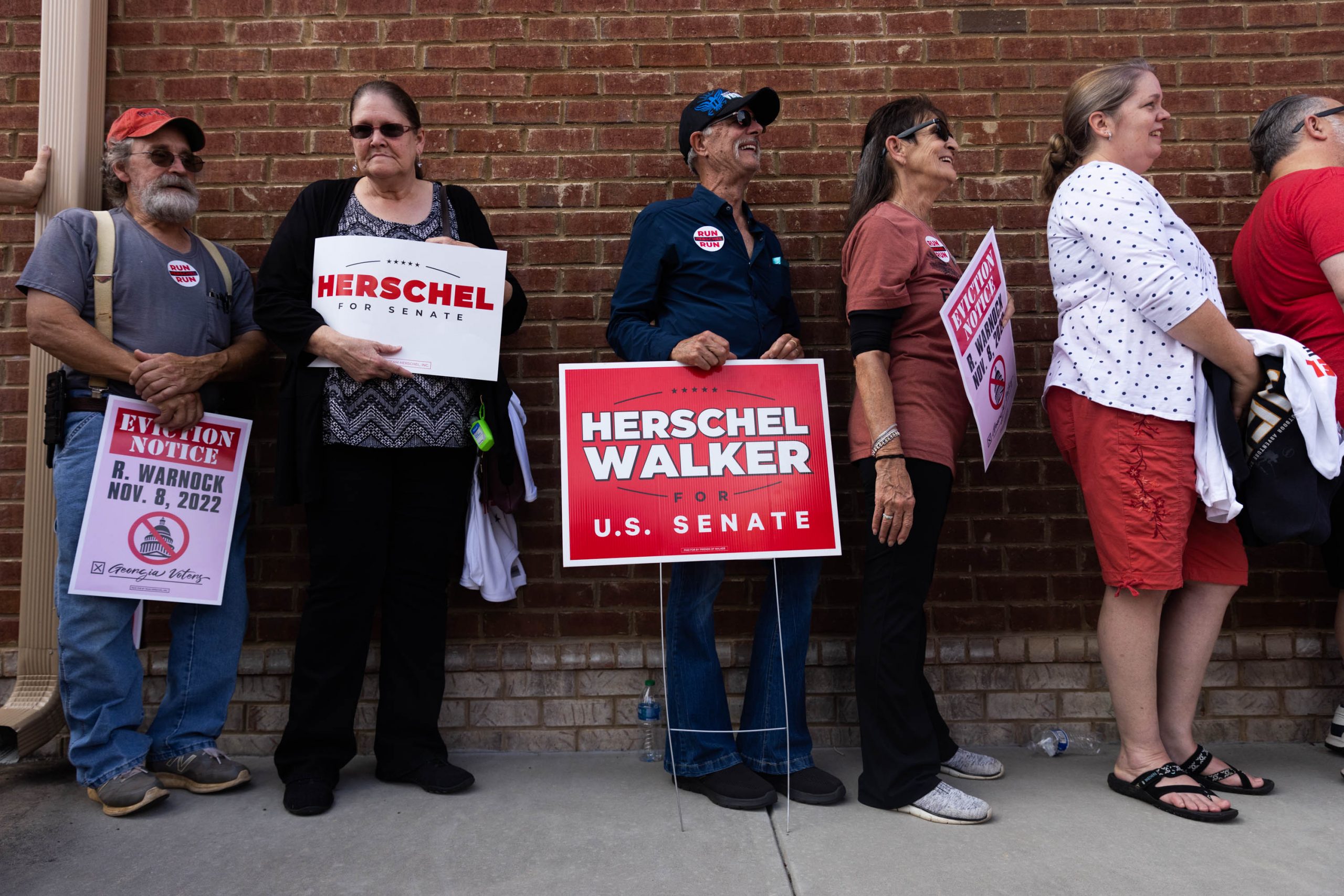 Supporters of Senate candidate Herschel Walker, at a campaign rally, in Hiram, Georgia, Sunday, November 6, 2022. Walker is challenging Sen. Raphael Warnock for his Senate seat.