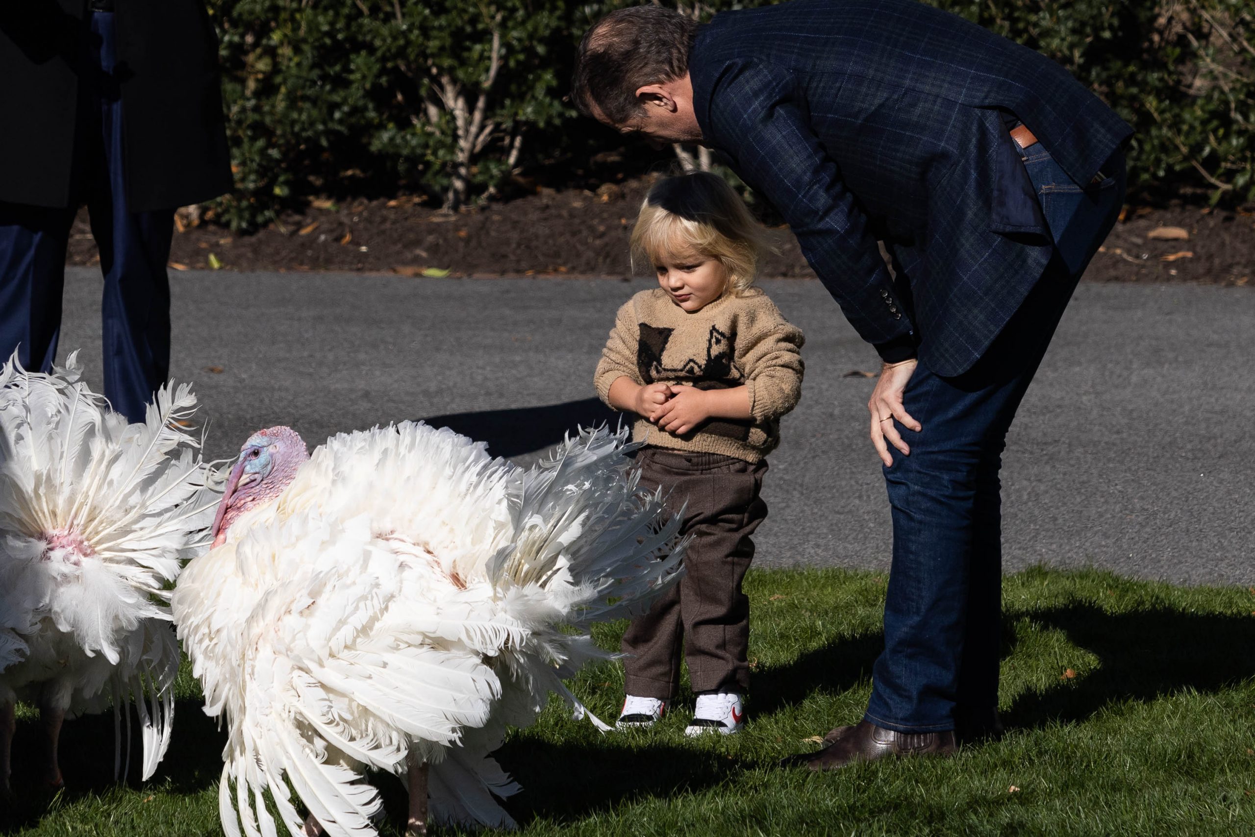 Hunter Biden and his son, Beau, ahead of the national Thanksgiving turkey pardoning ceremony on the South Lawn of the White House in Washington on Monday, Nov. 21, 2022. 
