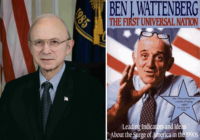 Allen Weinstein served as Achivist of the United States from 2005 to 2008,Â (via Wikimedia commons) andÂ Ben Wattenberg portayed in hisÂ 1991 book,Â The First Universal Nation (via amazon.com)