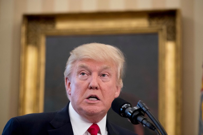 Tweets noted what commenters said was the irony of the proclamation. (AP Photo/Andrew Harnik)