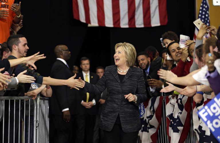 Democratic presidential candidate Hillary Clinton has a commanding lead over Vermont Sen. Bernie Sanders in Florida and Ohio, new polling shows. (AP Photo/Tony Dejak)