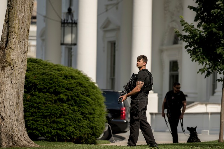 The White House went into a brief lockdown but business quickly returned to normal. (AP Photo/Andrew Harnik)