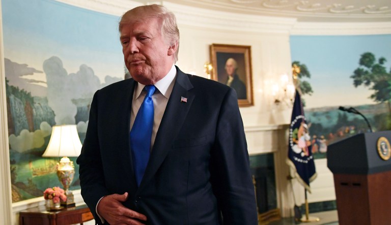 Chris Bryant, a member of parliament from Britain's Labour Party, called on Prime Minister Theresa May to arrest President Trump (pictured above) after Trump retweeted a video from Britain First's deputy leader. That said, Bryant's message is useful in what it tells us about free speech laws in the United Kingdom. (AP Photo/Susan Walsh)