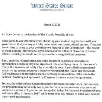 Republican Senators Write to Iran: Deal With Obama Can Be Revoked