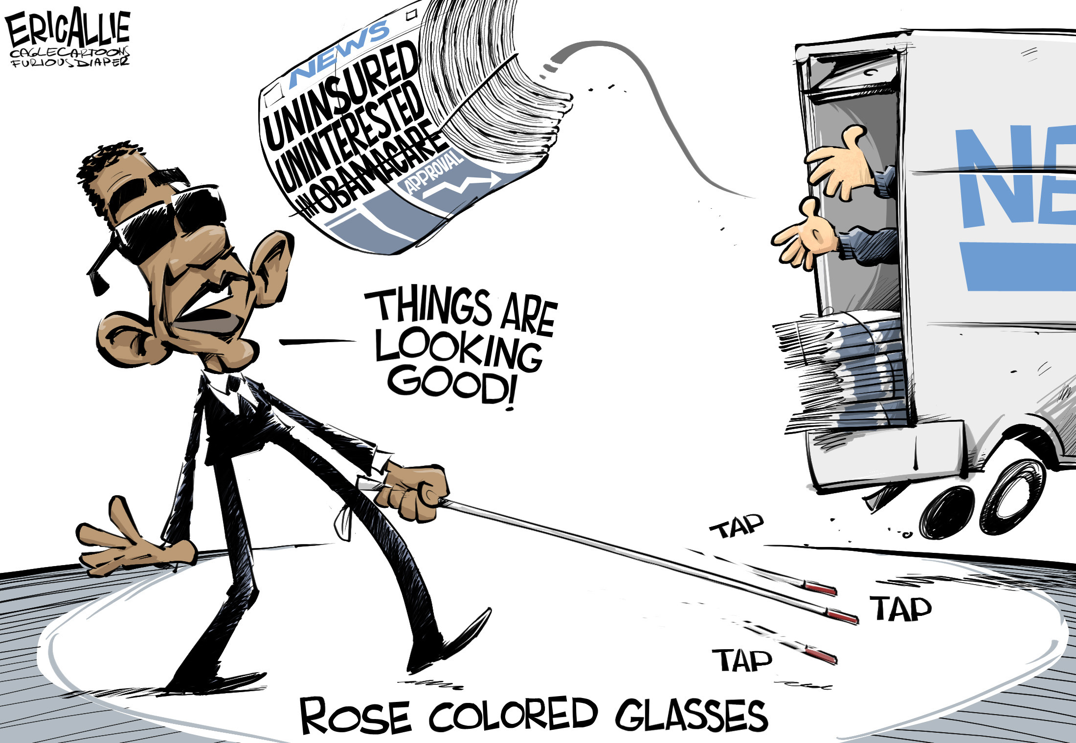Editorial cartoon: Rose-colored glasses