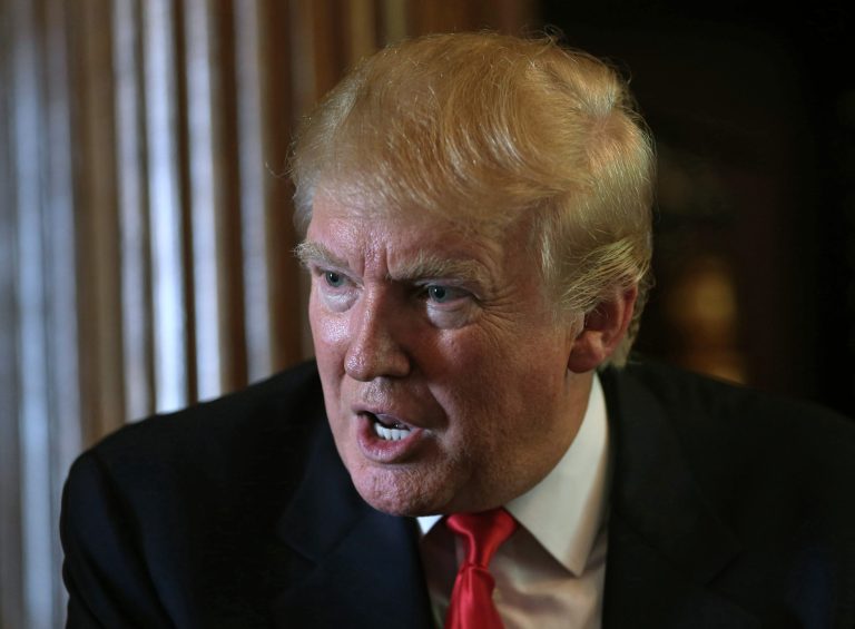 Donald Trump answers questions surrounding his bid for the U.S. presidency in Albemarle House, a property of his outside of Charlottesville, Va., Tuesday, July 14, 2015. (P. Kevin Morley/Richmond Times-Dispatch via AP)