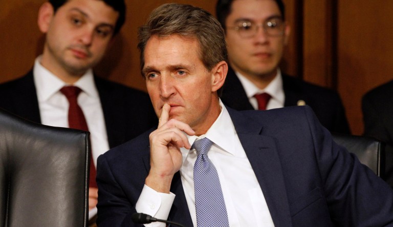 Sen. Jeff Flake, R-Ariz., responded to President Trump's nuclear button tweet on Wednesday, calling it "disturbing."