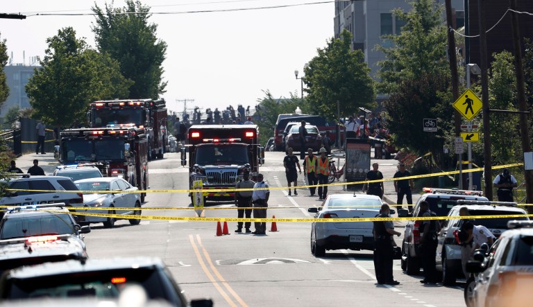 Minutes after the shooting, Donald Trump, Jr. repeated a sentiment most often expressed by progressives of late: that violent rhetoric sometimes has violent ends. (AP Photo/Alex Brandon)