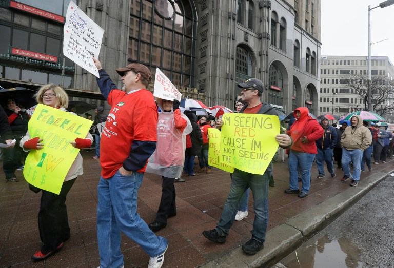 They measures include stricter anti-strike policies to crack down on the teacher sick-outs that have kept 45,000 students out of schools and given the struggles of Detroit's schools national attention. (AP Photo/Carlos Osorio)