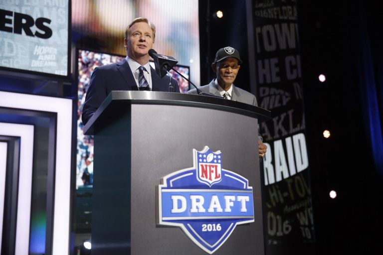 That money came out of the U.S. military budget, Goodell said in the letter, which was released Thursday. (AP Photo/Charles Rex Arbogast)