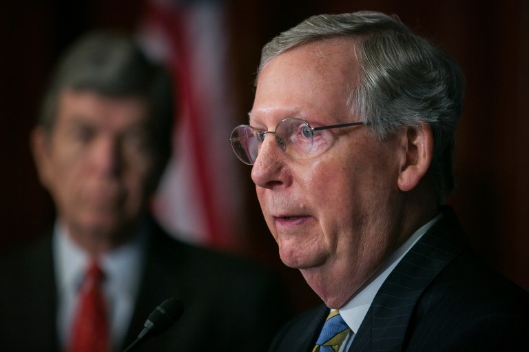 Senate Minority Leader Mitch McConnell, R-Ky., drew the ire of conservative Republicans when he did not vote to try to block a government funding measure that included money for Obamacare. (Examiner File/Graeme Jennings)