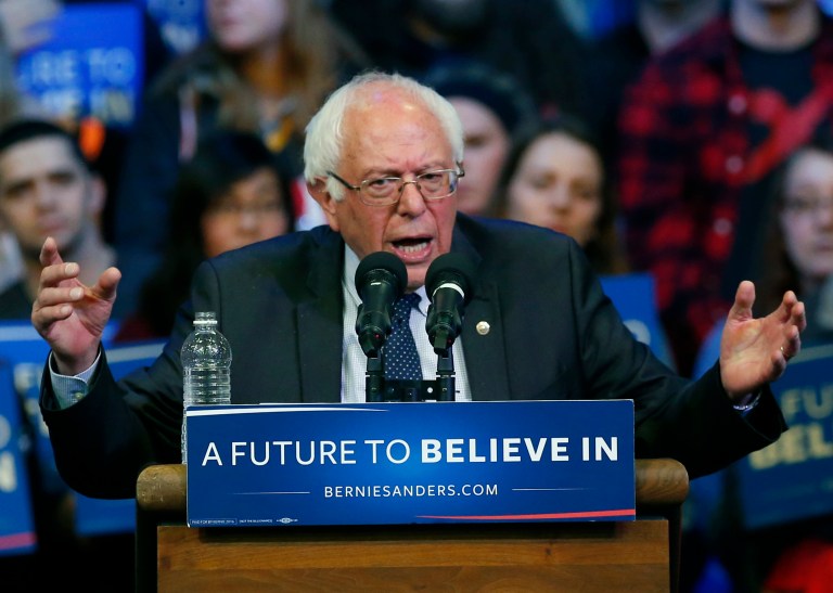 At a rally Wednesday night, Sen. Bernie Sanders went on an extended rant questioning Hillary Clinton's qualifications. (AP Photo/Jim Mone)