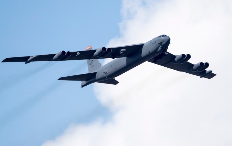 Air Force Secretary Deborah Lee James said the engine of a B-52 bomber 