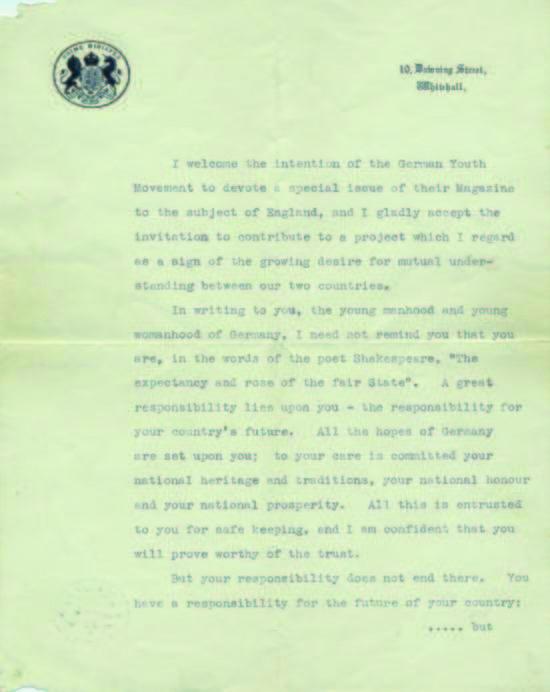 Page one of the original letter.