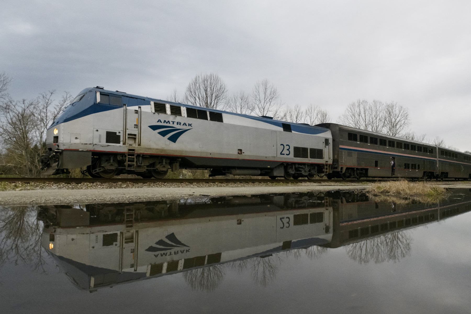 The Capitol Limited passes through the Connellsville, Pennsylvania, station. 