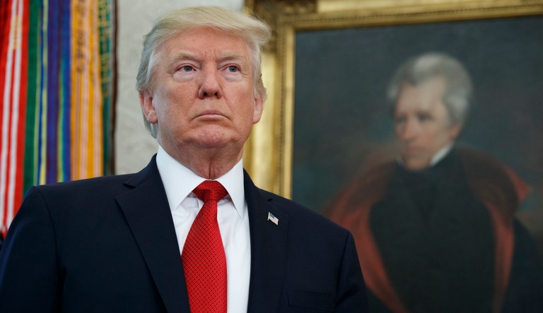 According to a new poll, 42 percent are happy with President Trump's job in office. However, the majority of voters, 53 percent, do not approve of Trump's performance. (AP Photo/Evan Vucci)