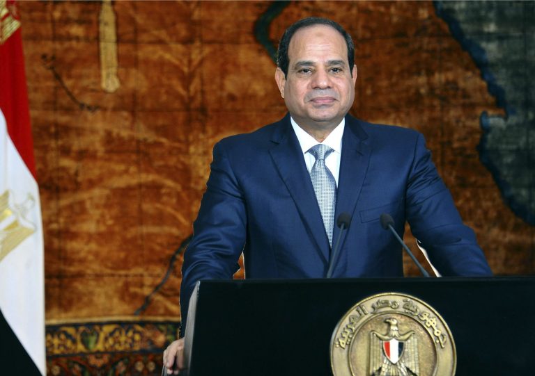 In this photo provided by Egypt's state news agency MENA, Egyptian President Abdel Fattah el-Sissi speaks in a nationally televised broadcast, in Cairo, Egypt, Saturday, Sept. 6, 2014. El-Sissi asked the public to be patient and grasp the extent of the challenges facing the country following a massive hours-long power outage on Thursday that struck the capital and other cities. He estimated the country needs about $12 billion over five years to upgrade and build new power plants to meet increasing demand. On Saturday, el-Sissi formed a new 16-member presidential advisory body of economic and science experts, who are mostly in their 60s and 70s, to advise him on how to tackle the country's myriad of problems. (AP Photo/Fady Fars, MENA)