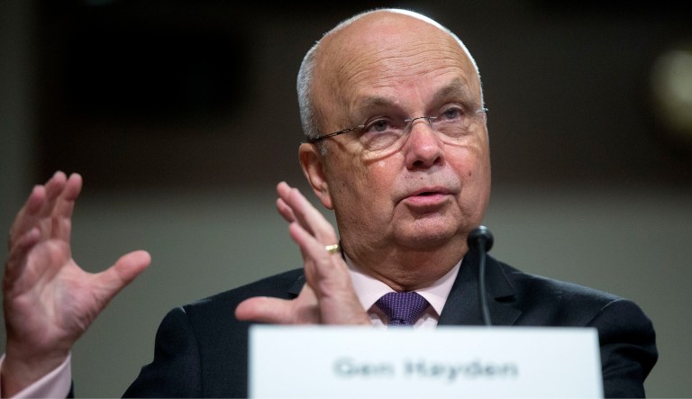 General Michael Hayden, principal of the Chertoff Group and former director of the Central Intelligence Agency (CIA), speaks during a Senate Armed Services Committee hearing on the Joint Comprehensive Plan of Action (JCPOA) regarding Iran's nuclear program in Washington, D.C., U.S., on Tuesday, Aug. 4, 2015. U.S. President Barack Obama is set to deliver a speech on why the Iran nuclear agreement is in the best interest of the U.S. on Wednesday at American University in Washington. Photographer: Andrew Harrer/Bloomberg