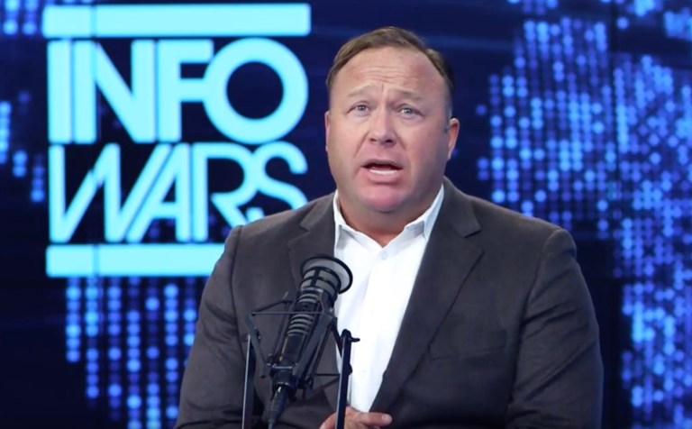 Noted conspiracy theorist Alex Jones has found a story that's too far-fetched even for him. (Screen shot)