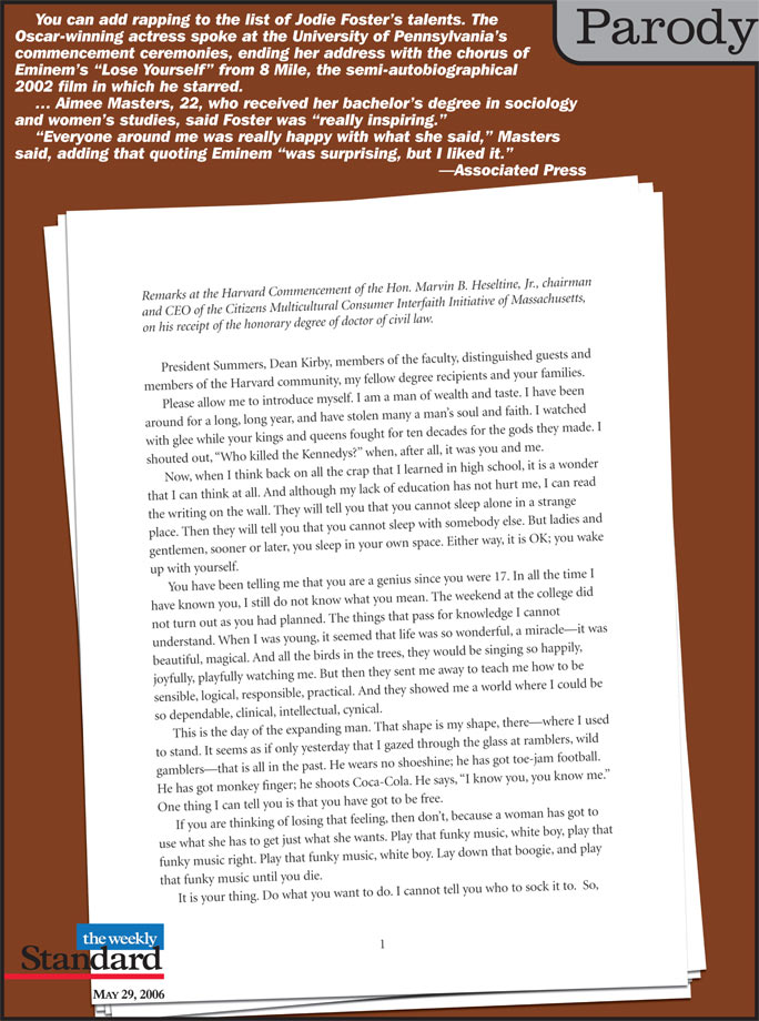 A lyrically inspired commencement.