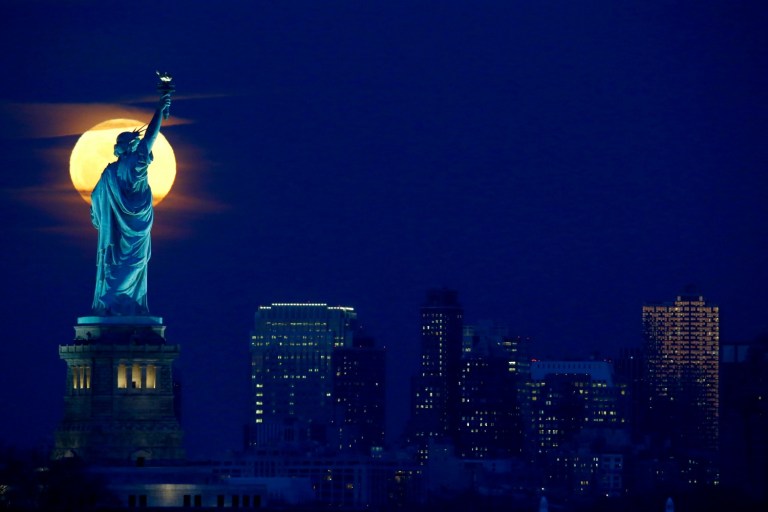 Sea levels are predicted to rise but not enough to drown the Statue of Liberty. (AP Photo/Julio Cortez)