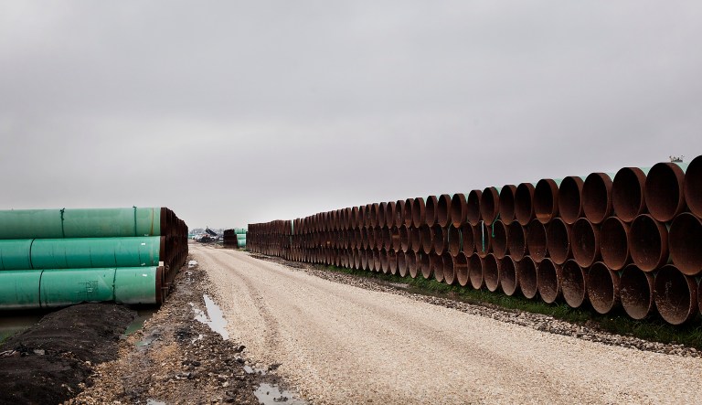 Crude oil prices have plunged and major producers have left the Canadian oil sands region since TransCanada first sought a permit in 2008. (Bloomberg Photo/Scott Dalton)