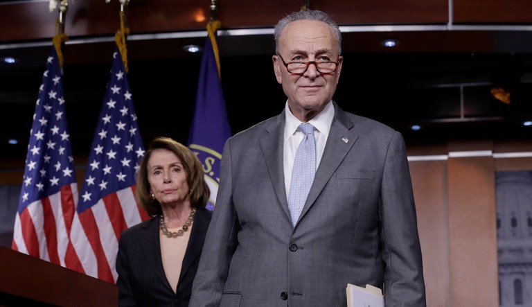 House Minority Leader Nancy Pelosi and Senate Minority Leader Chuck Schumer abruptly cancel their meeting with President Trump scheduled for Tuesday, after Trump tweeted that he doesn't see a deal emerge from the meeting. (AP Photo/J. Scott Applewhite)