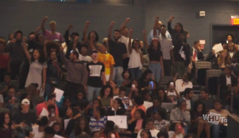 Protesters interrupted former FBI Director James Comey as he gave a convocation speech at Howard University. (@NBCNews/Twitter)