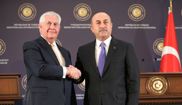 Turkish Foreign Minister Mevlut Cavusoglu hinted at the possibility of a joint Turkish-American effort to hold northern Syria. (AP Photo/Burhan Ozbilici)