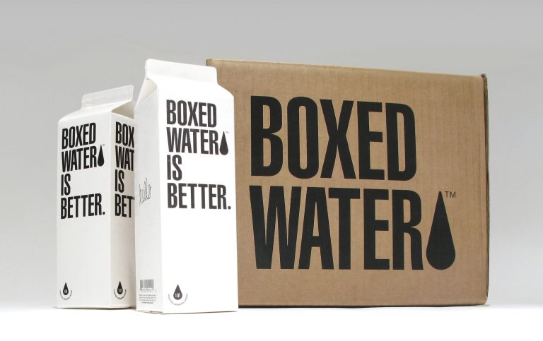 In an unedited photo provided by Boxed Water Is Better, two cartons of the company's Boxed Water are shown. Founders Kevin Hockin and Ben Gott launched the purified water company in 2009 pledging a portion of its profits to clean water and reforestation projects. (AP Photo/Boxed Water Is Better)