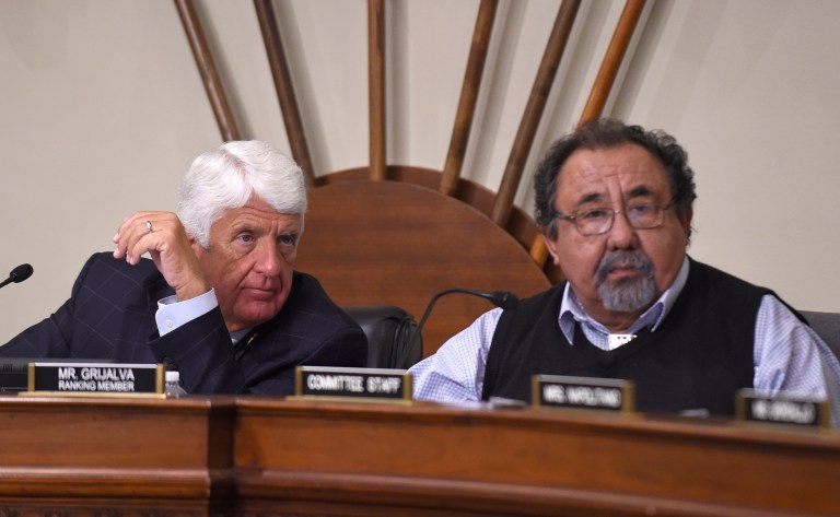On Monday, two joint resolutions of disapproval are set to be introduced to go after two of the most egregious energy regulations that were finalized in the waning hours of the Obama administration, said Rep. Rob Bishop, left, chairman of the House Natural Resources Committee. The top Democrat on Bishop's committee, Rep. Raul Grijalva of Arizona, is raising the alarm about the GOP's plans. (AP Photo/Susan Walsh)