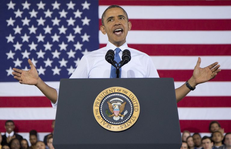 President Obama speaks about his proposal to raise the national minimum wage Wednesday at the University of Michigan in Ann Arbor, Mich. (AP/Carolyn Kaster)