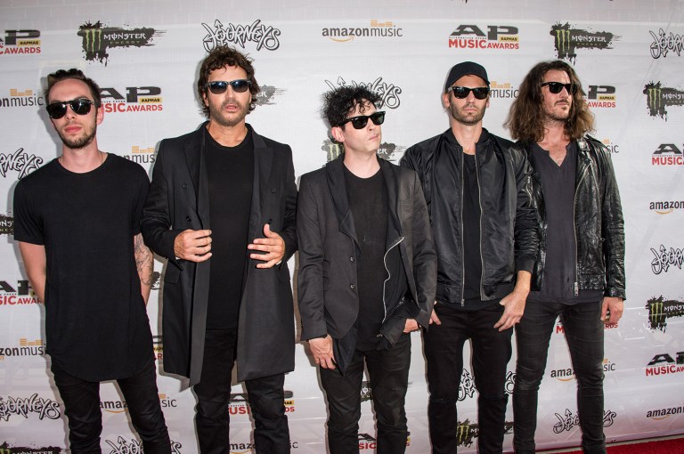 Third Eye Blind members Alex Kopp, from left, Stephan Jenkins, Kryz Reid, Brad Hargreaves and Alex LeCavalier played a charity concert at the Rock and Roll Hall of Fame on Tuesday night. (Photo by Amy Harris/Invision/AP)