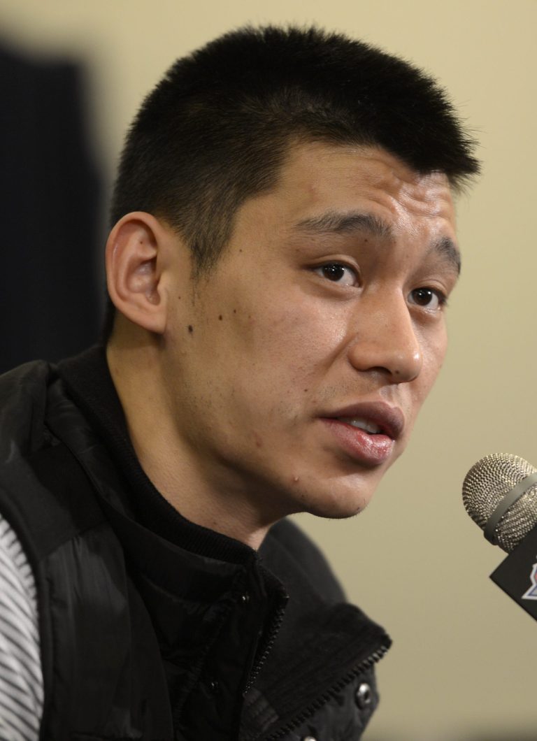   Houston Rockets' Jeremy Lin speaks to the media at a news conference prior to an NBA basketball game between the Rockets and the New York Knicks at Madison Square Garden in New York, Monday, Dec. 17, 2012. (AP Photo/Henny Ray Abrams)  