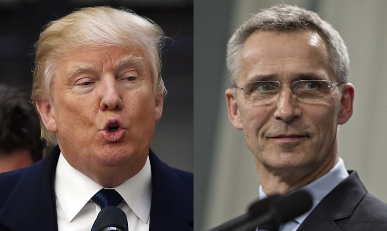 The president and NATO Secretary General Jens Stoltenberg will huddle at the White House. (AP photos)