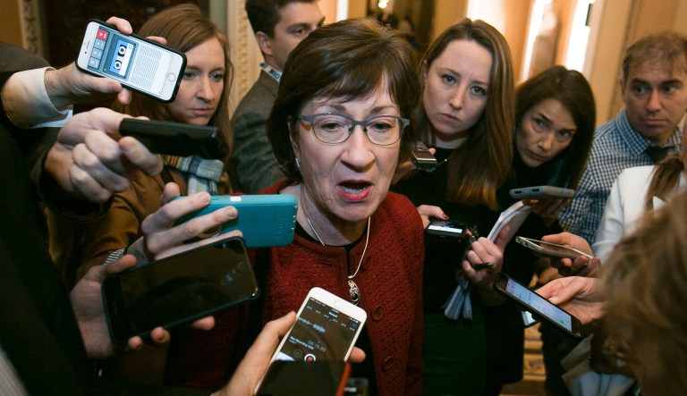 Sen. Susan Collins, R-Maine, said Thursday that she is seeking assurances from Senate Majority Leader Mitch McConnell for a waiver of an automatic $26 billion cut to Medicare if the tax reform bill becomes law. (Graeme Jennings/Washington Examiner)