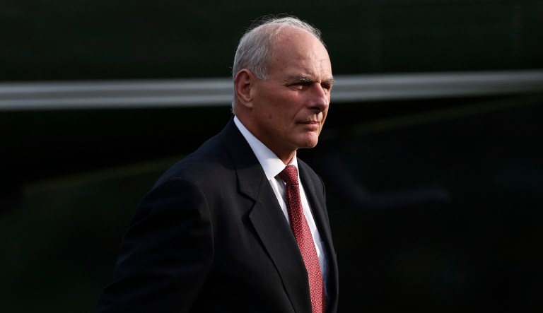 White House Chief of Staff John Kelly walks from Marine One across the South Lawn to the White House in Washington. (AP Photo/Carolyn Kaster)