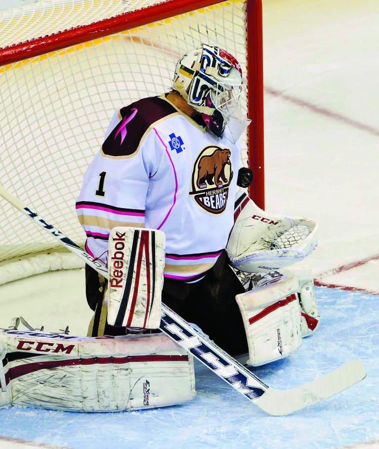 Glen Gray/AP/Lebanon Daily News
Hershey goalie Braden Holtby is 7-7 with a .917 save percentage and a 2.71 goals-against average.
