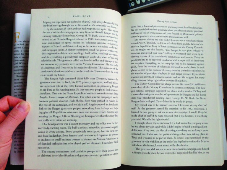 Rove's biography explains his role in the 1980 presidential campaign.