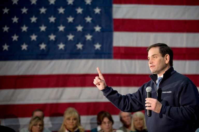 On the Republican side, there is a palpable sense of media excitement over Marco Rubio. (AP Photo/Mary Altaffer)