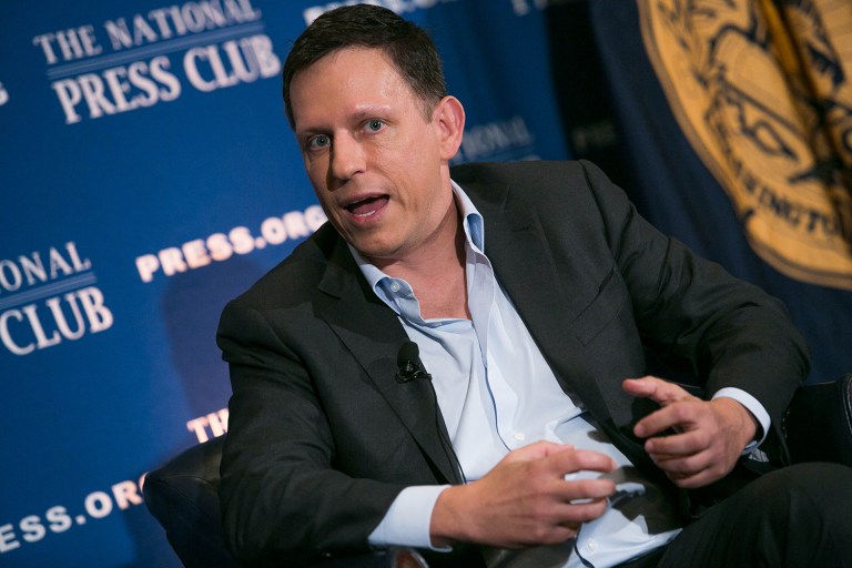 Peter Thiel speaks at the National Press Club in Washington on Monday, October 31st, 2016. (Graeme Jennings/Examiner)