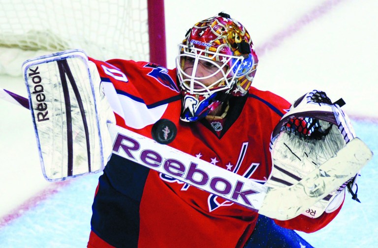 Susan Walsh/AP
Goalie Braden Holtby led the Capitals to a series win over Boston and to a Game 7 against the New York Rangers in the playoffs.