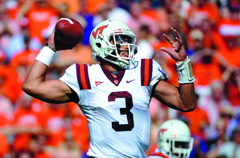 Rainier Ehrhardt/AP
Virginia Tech quarterback Logan Thomas already has thrown 10 interceptions this season, the same number he threw in all of 2011.