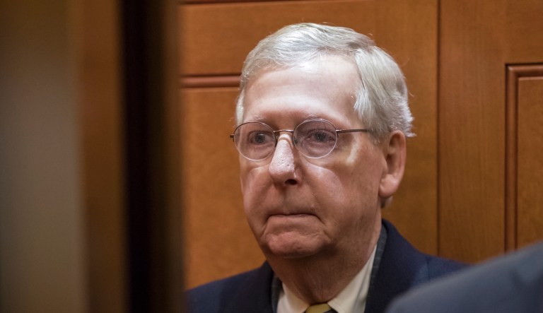 Late Wednesday, Senate Majority Leader Mitch McConnell, R-Ky., set up votes that could happen as early as Thursday, but on four immigration proposals that could each fail. (AP Photo/J. Scott Applewhite)