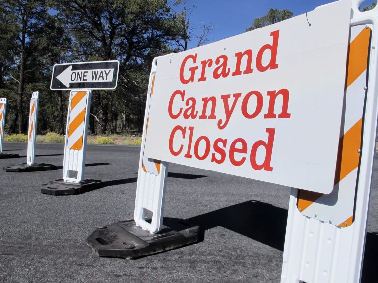 FILE - This Oct. 3, 2013 file photo shows a sign at the south entrance to Grand Canyon National Park, Ariz., indicates the park is closed. The Obama administration says it will allow states to use their own money to reopen some national parks that have been closed because of the government shutdown. Governors in at least four states have asked for authority to reopen national parks within their borders because of the economic impacts caused by the park closures.   (AP Photo/Brian Skoloff, File)