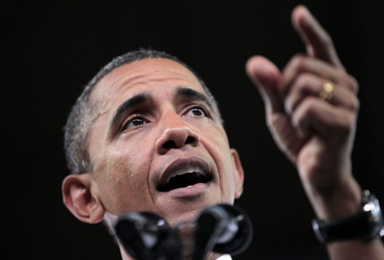 President Barack Obama gestures as he speaks on his American Jobs Act legislation, Wednesday, Sept. 14, 2011, at North Carolina State University in Raleigh, N.C. (AP Photo/Pablo Martinez Monsivais)